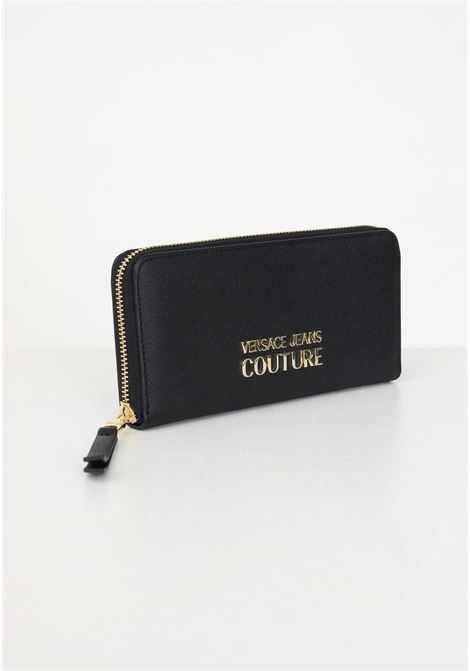 Black wallet with logo plaque in faux leather for women VERSACE JEANS COUTURE | 75VA5PA1ZS467899